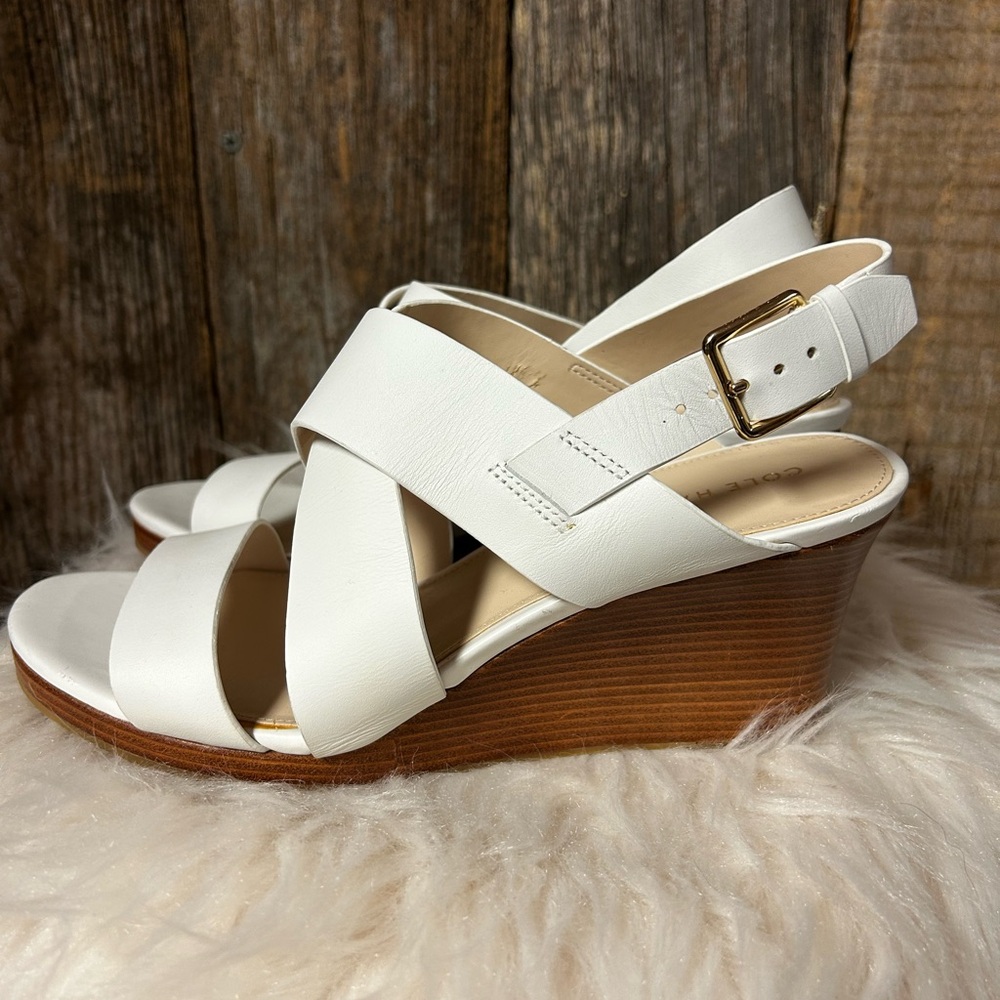 Cole Haan Women's Penelope Wedge Leather Ankle-High Wedged Sandal - Picture 7 of 9